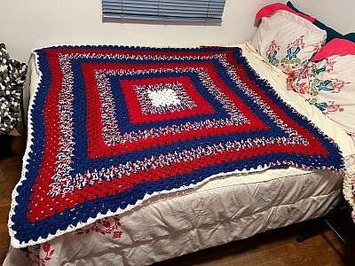 Red, white, blue blanket