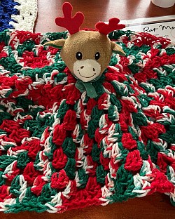 Red, green& white lovey w/reindeer